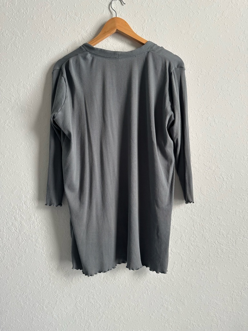 Muji Gray Ribbed Open-Front Women's Robe Cardigan - Picture 5 of 5